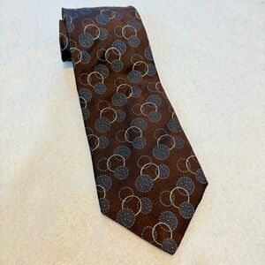 Paul Smith 100% silk necktie made in England chocolate brown tie w/ blue orbs​